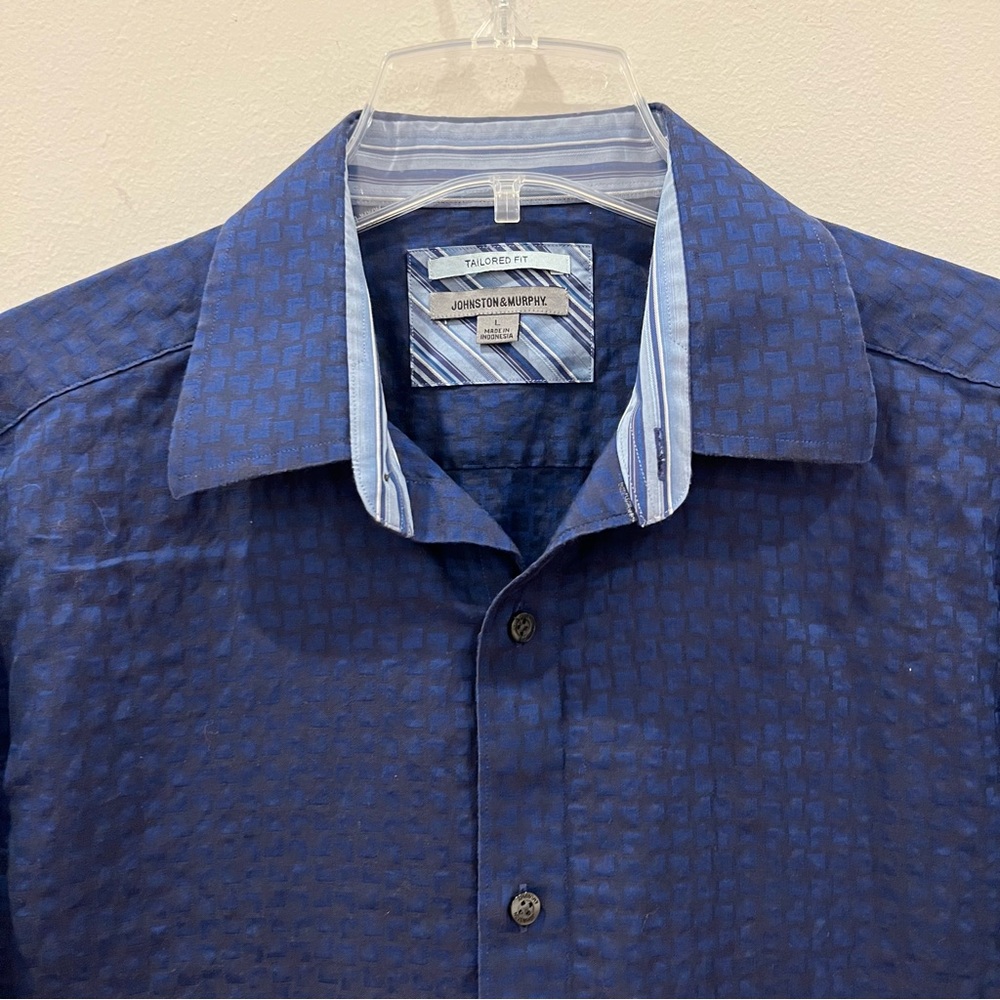 Johnston Murphy Shirt Mens Large Geometric Flip Cuff Button Up Tailored Fit